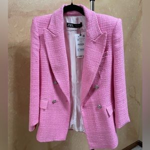 Zara Sophisticated Pink Double Breasted Blazer